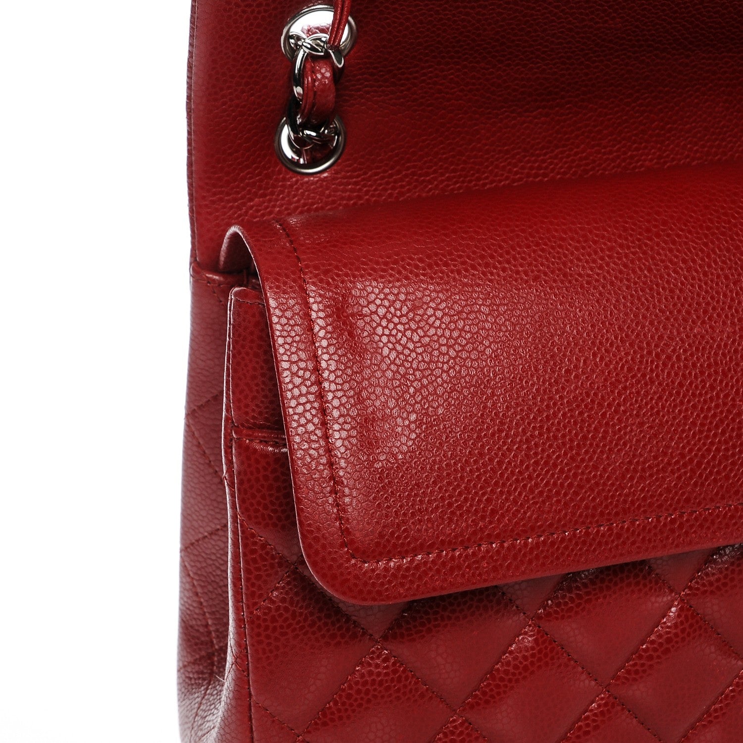 Chanel Caviar Quilted Jumbo Double Flap Red 9 of 9