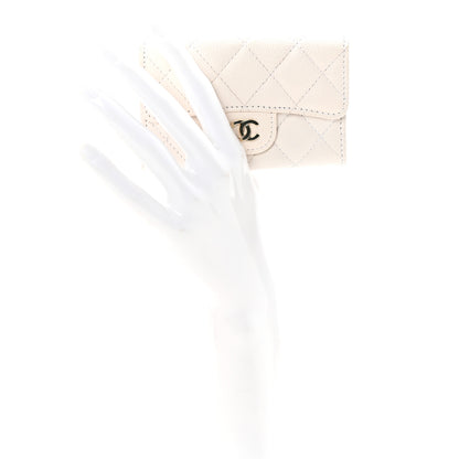 Chanel Caviar Quilted Flap Card Holder Wallet White 2 of 9