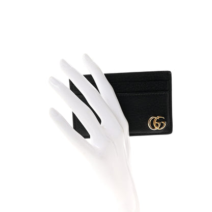 Gucci Calfskin Boar Effect GG Marmont Card Holder Black 2 of 6