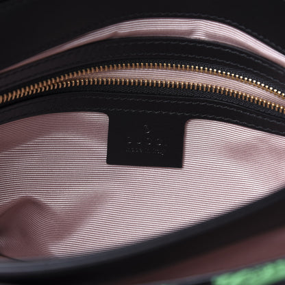 Gucci Velvet Jacquard Floral Embroidered Medium Arli Flap Shoulder Bag Black Green Multicolor 5 of 10