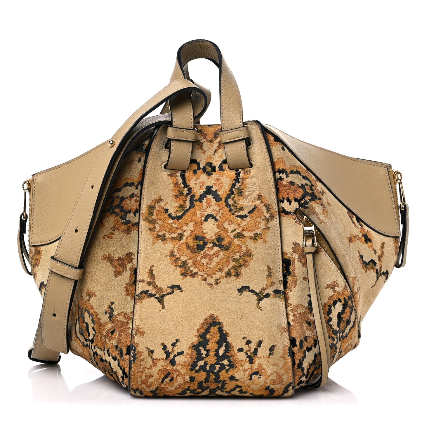 Suede Tapestry Small Hammock Shoulder Bag Multicolor