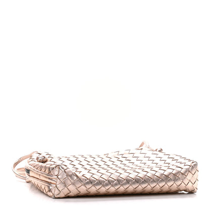 Bottega Veneta Metallic Grosgrain Intrecciato Nodini Crossbody Messenger Copper 4 of 9