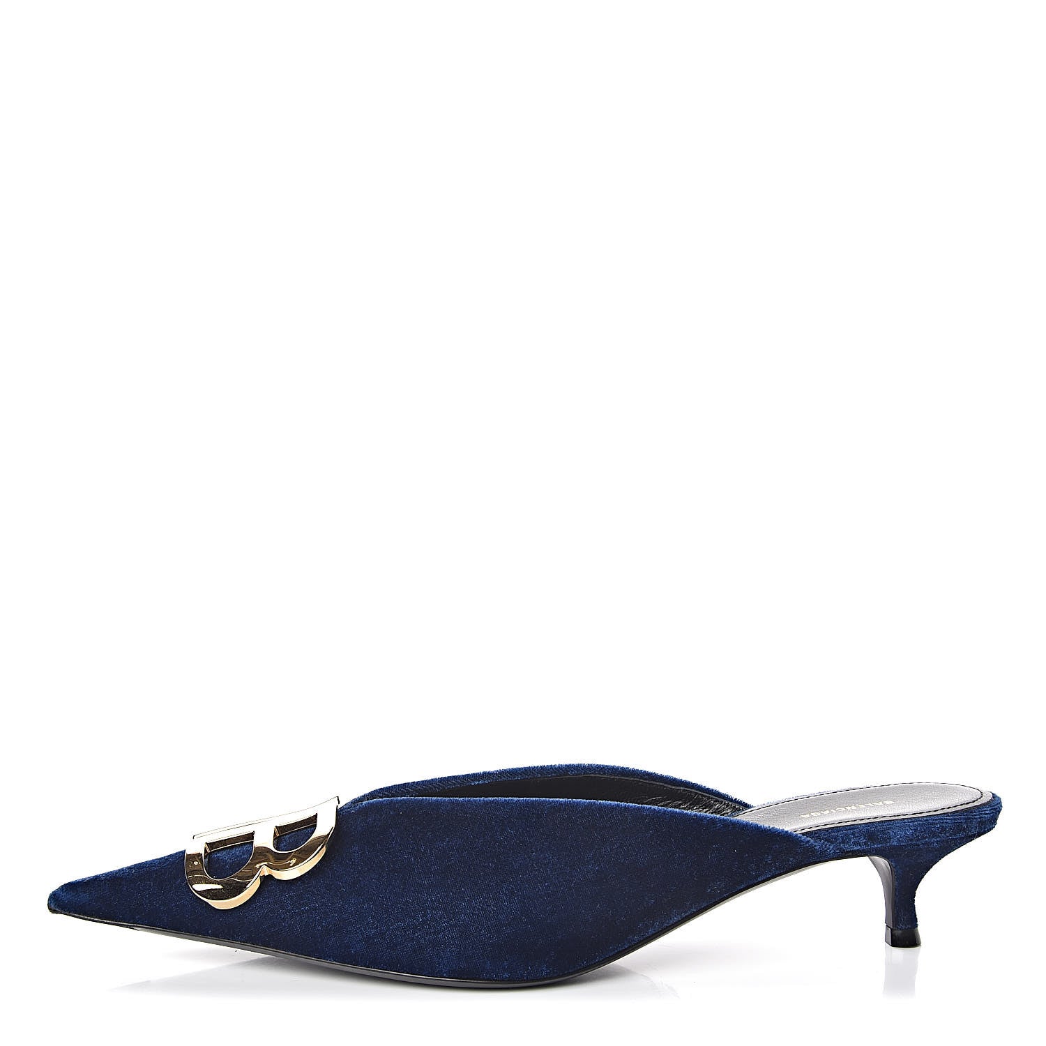 Balenciaga Stretch Velvet Pointed Toe BB 40mm Mules 39.5 Bleu Ocean 1 of 10