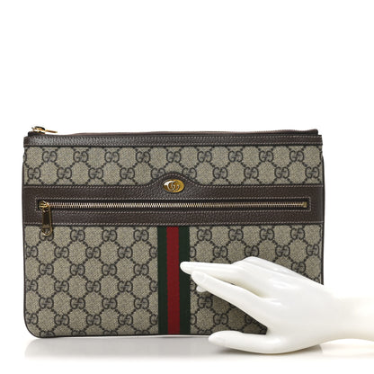 Gucci GG Supreme Monogram Large Ophidia Pouch Clutch Brown 2 of 8