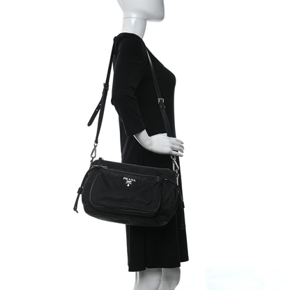 Prada Saffiano Tessuto Nylon Crossbody Bag Black 2 of 18