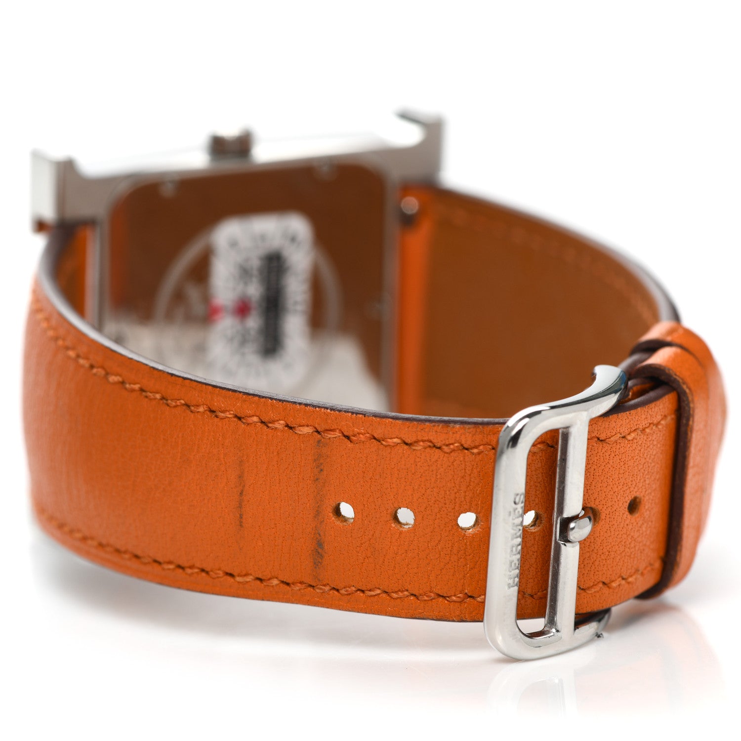 Hermes Stainless Steel Swift 30.5mm Heure H Hour Quartz Watch Orange 5 of 6