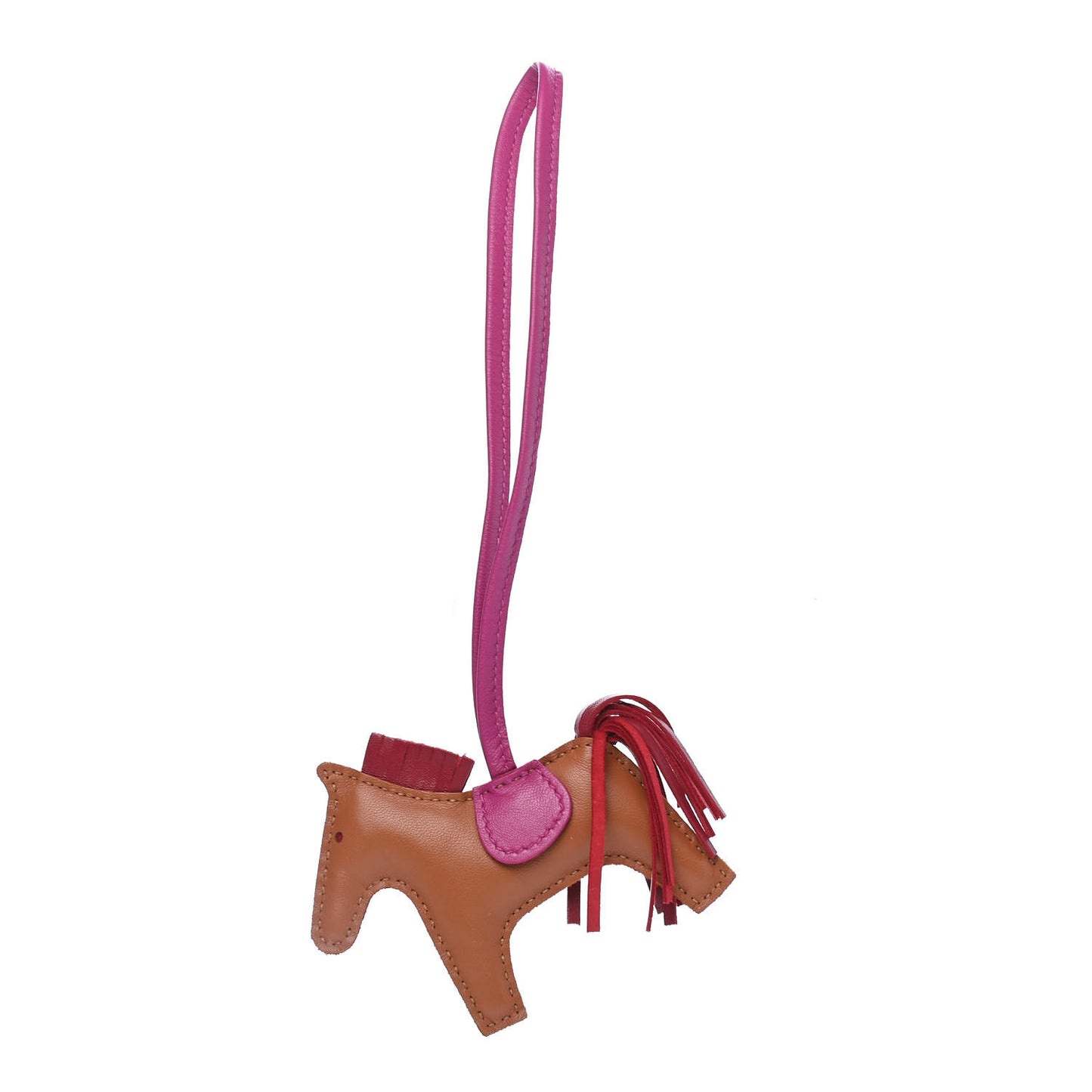 Milo Lambskin Grigri Rodeo Horse Bag Charm PM Gold Rubis Rose Poupre