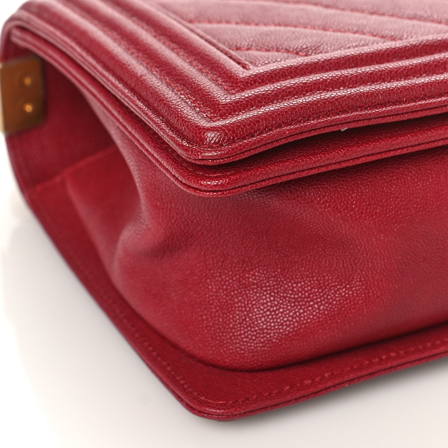 Chanel Caviar Chevron Quilted Medium Boy Flap Red 8 of 9