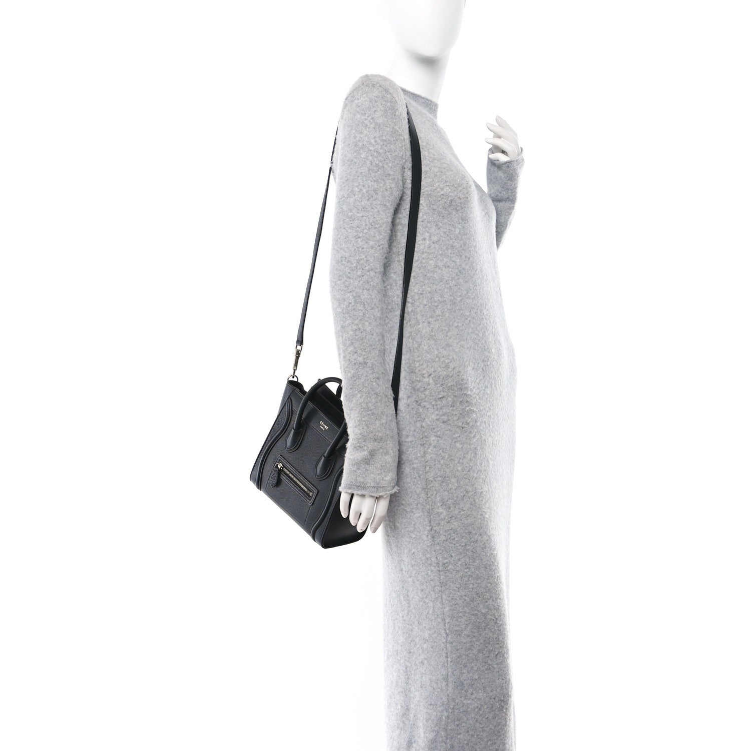 Celine Drummed Calfskin Nano Luggage Black 2 of 11