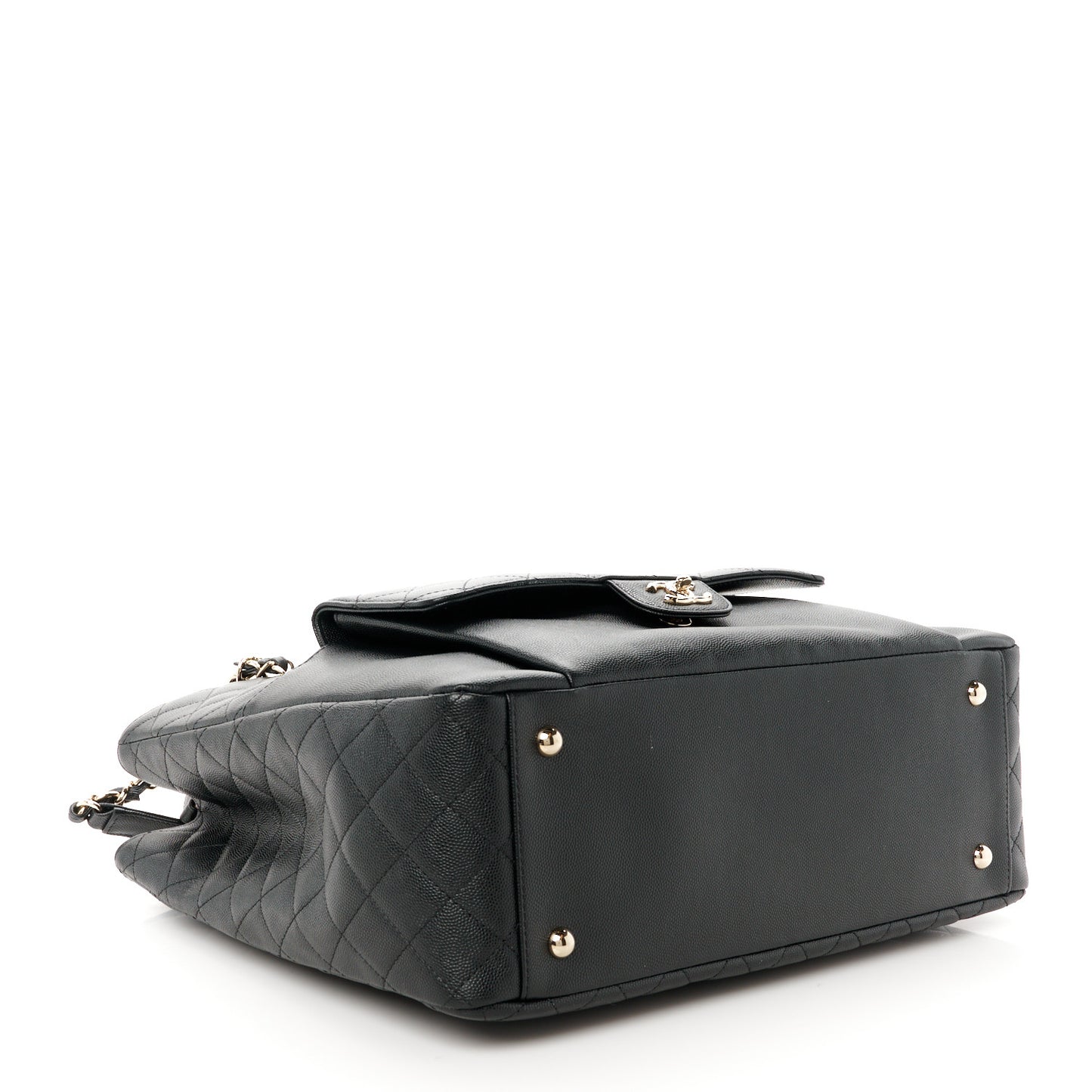 Caviar Quilted Pocket Large Tote Black