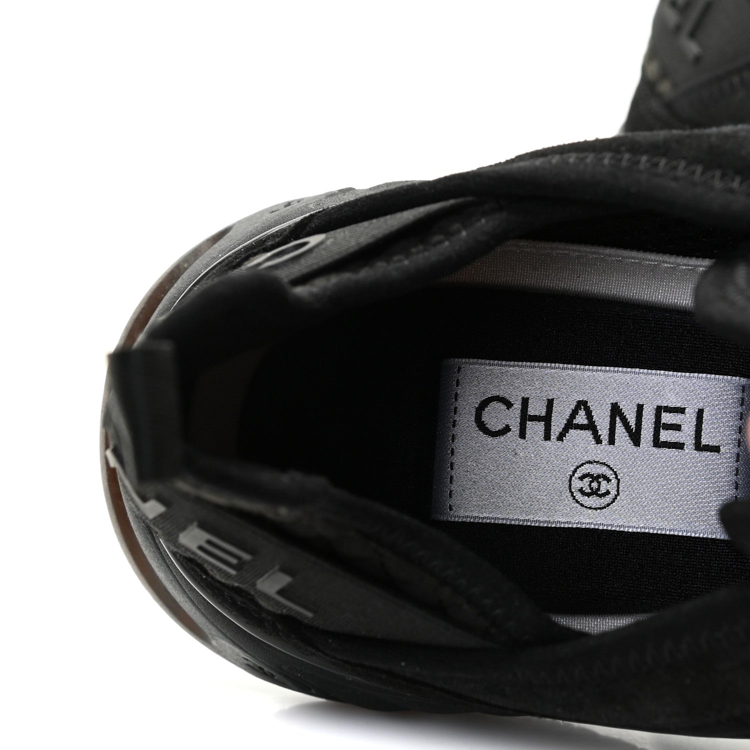 Chanel Suede Calfskin Mixed Fibers CC Sneakers 39.5 Black Dark Grey 9 of 11