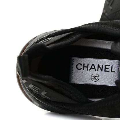 Chanel Suede Calfskin Mixed Fibers CC Sneakers 39.5 Black Dark Grey 9 of 11