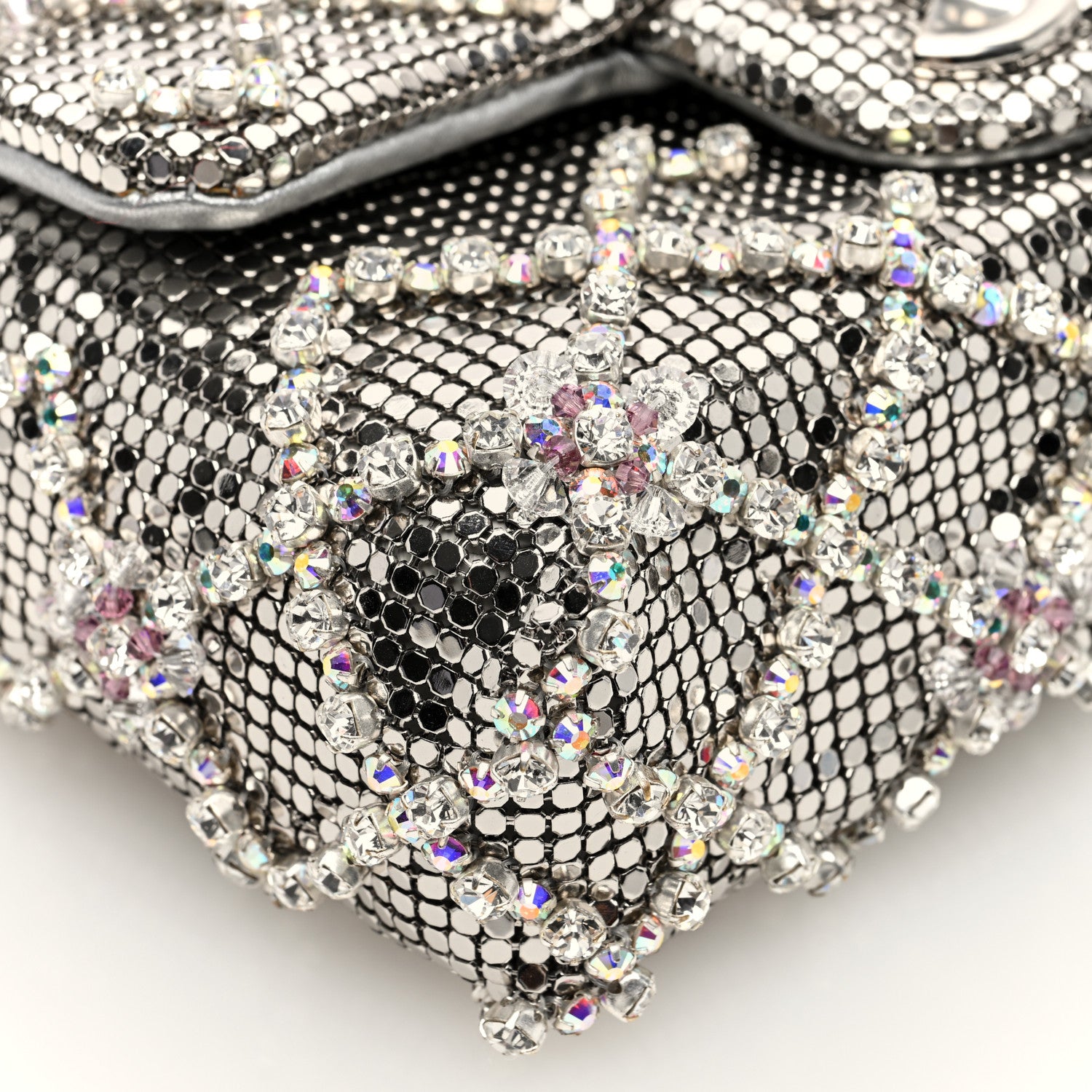 Chanel Chain Mail Crystal Quilted Mini Flap Argent 9 of 10