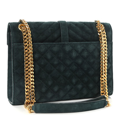 Saint Laurent Suede Mixed Matelasse Triquilt Medium Monogram Envelope Satchel Algae 3 of 10