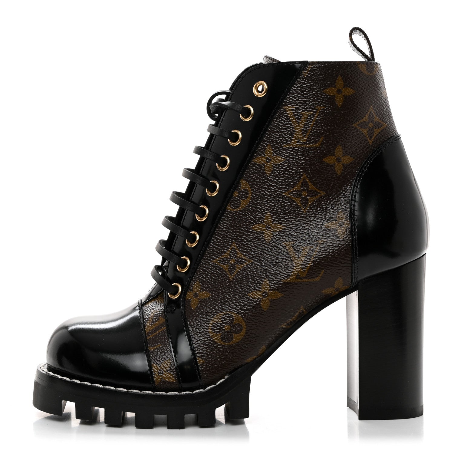 Louis Vuitton Patent Calfskin Monogram Star Trail Ankle Boots 38.5 Black 1 of 9