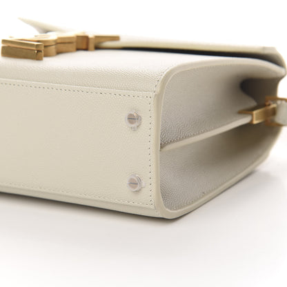 Saint Laurent Grain de Poudre Mini Classic Monogram Cassandra Top Handle Crema Soft Rouge Legion 11 of 12