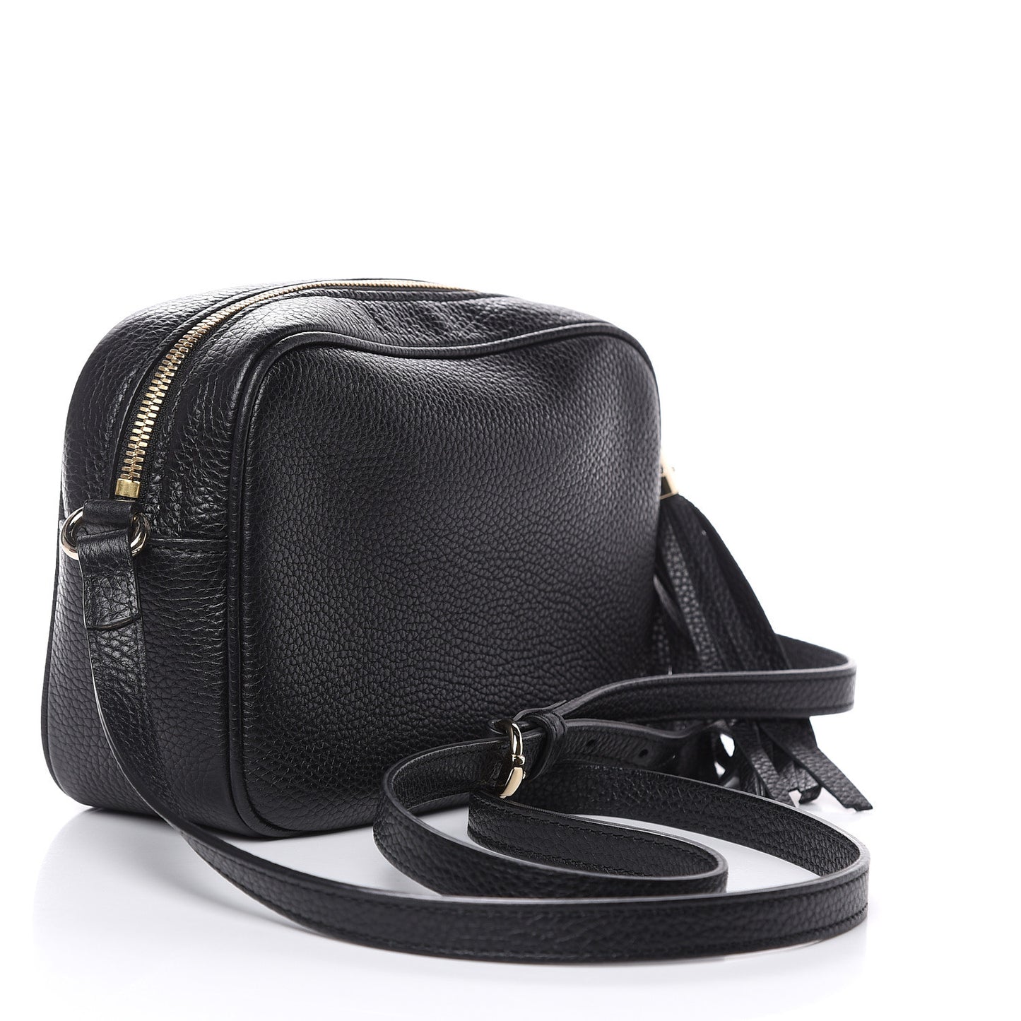 Pebbled Calfskin Small Soho Disco Bag Black