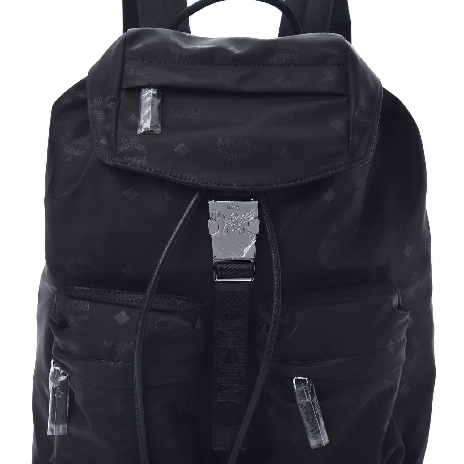 MCM Nylon Monogram Small Tivitat Two-Pocket Backpack Black 7 of 10