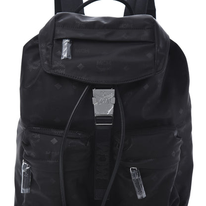 MCM Nylon Monogram Small Tivitat Two-Pocket Backpack Black 7 of 10