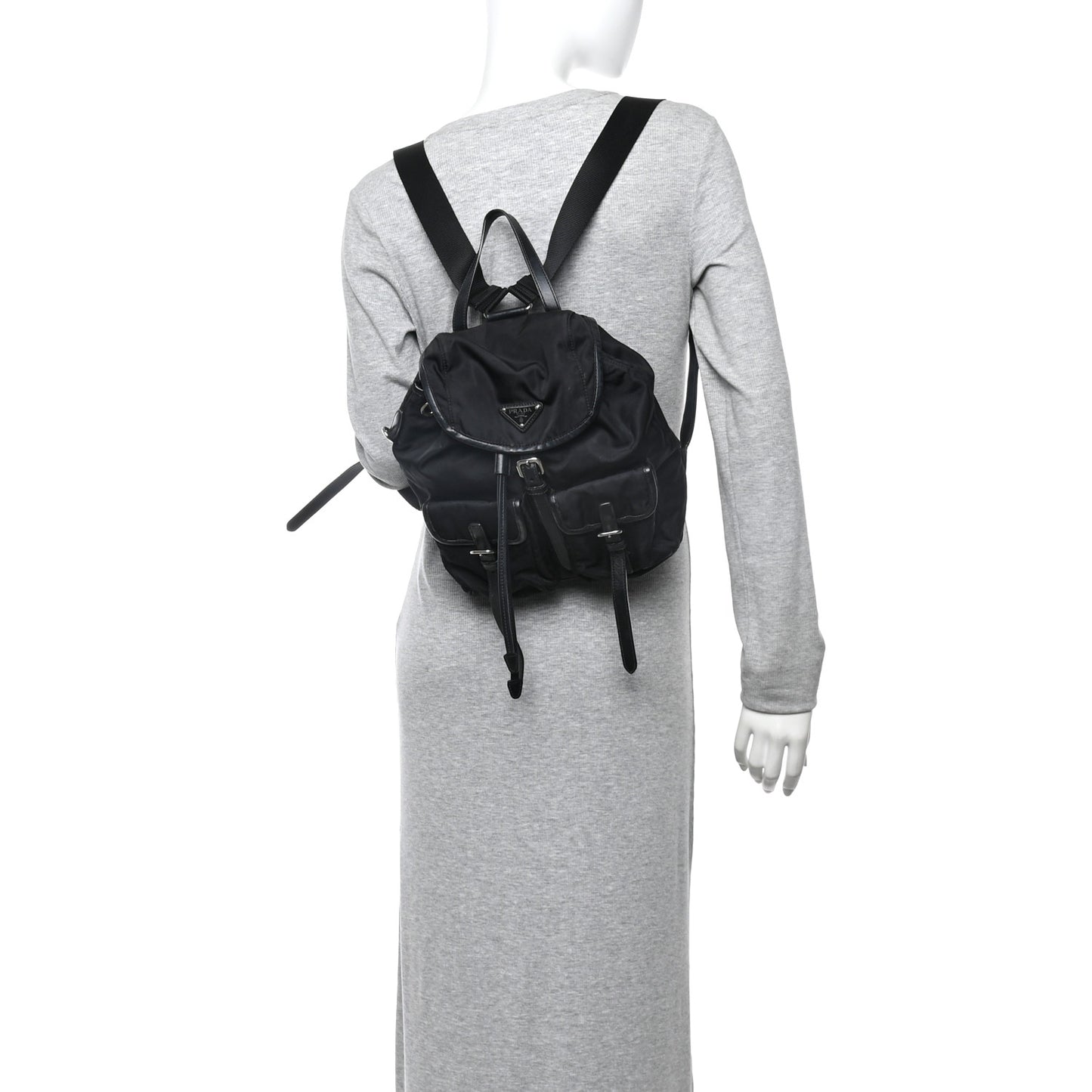 Tessuto Nylon Soft Calfskin Backpack Black