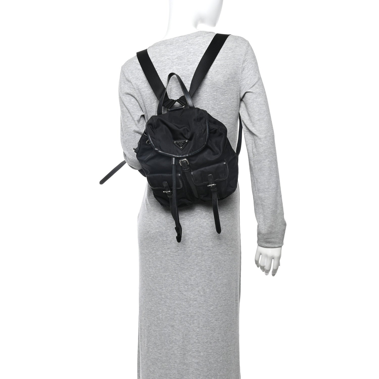 Prada Tessuto Nylon Soft Calfskin Backpack Black 2 of 10