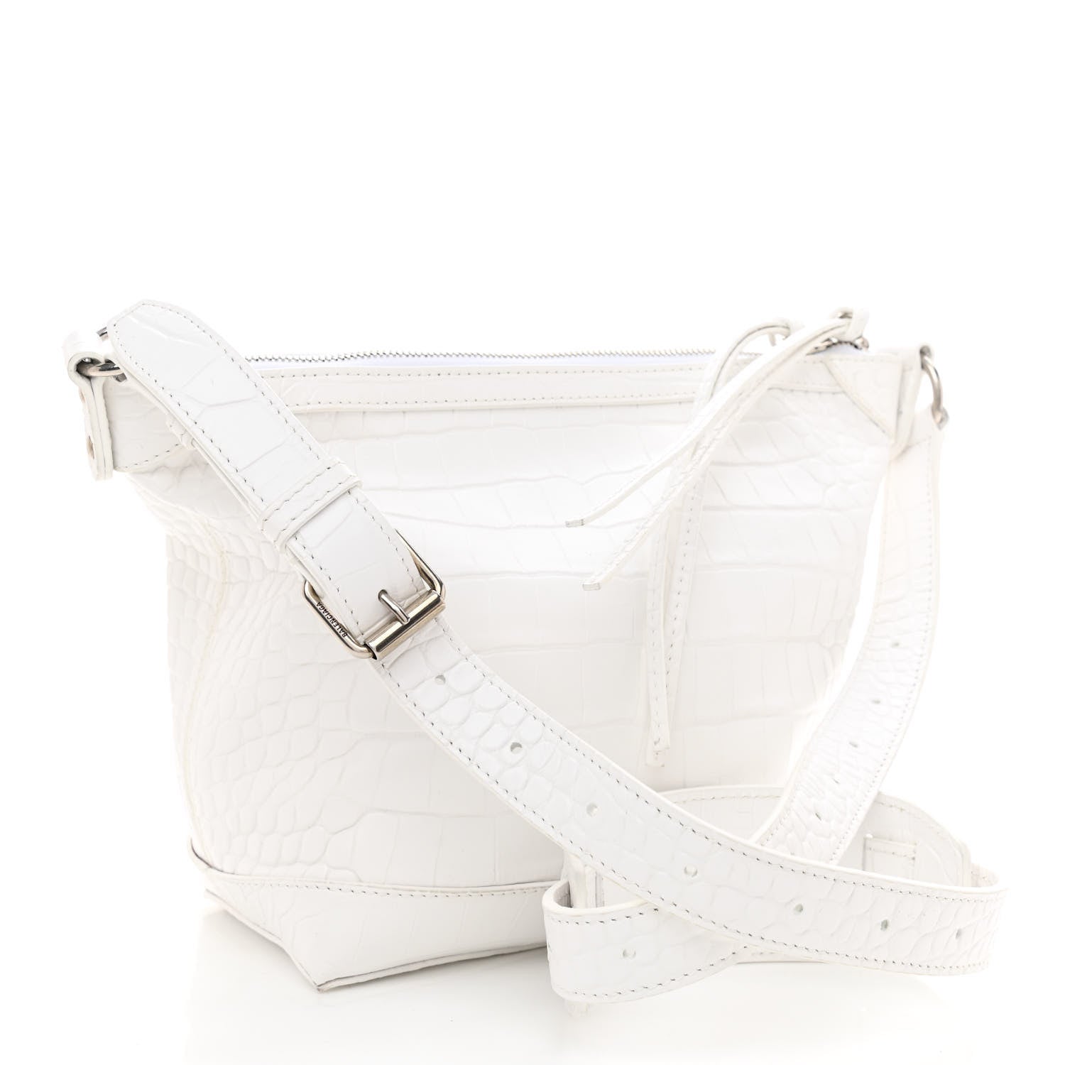 Balenciaga Extra Supple Calfskin Crocodile Embossed Neo Classic Hardware Hobo XS White 4 of 9