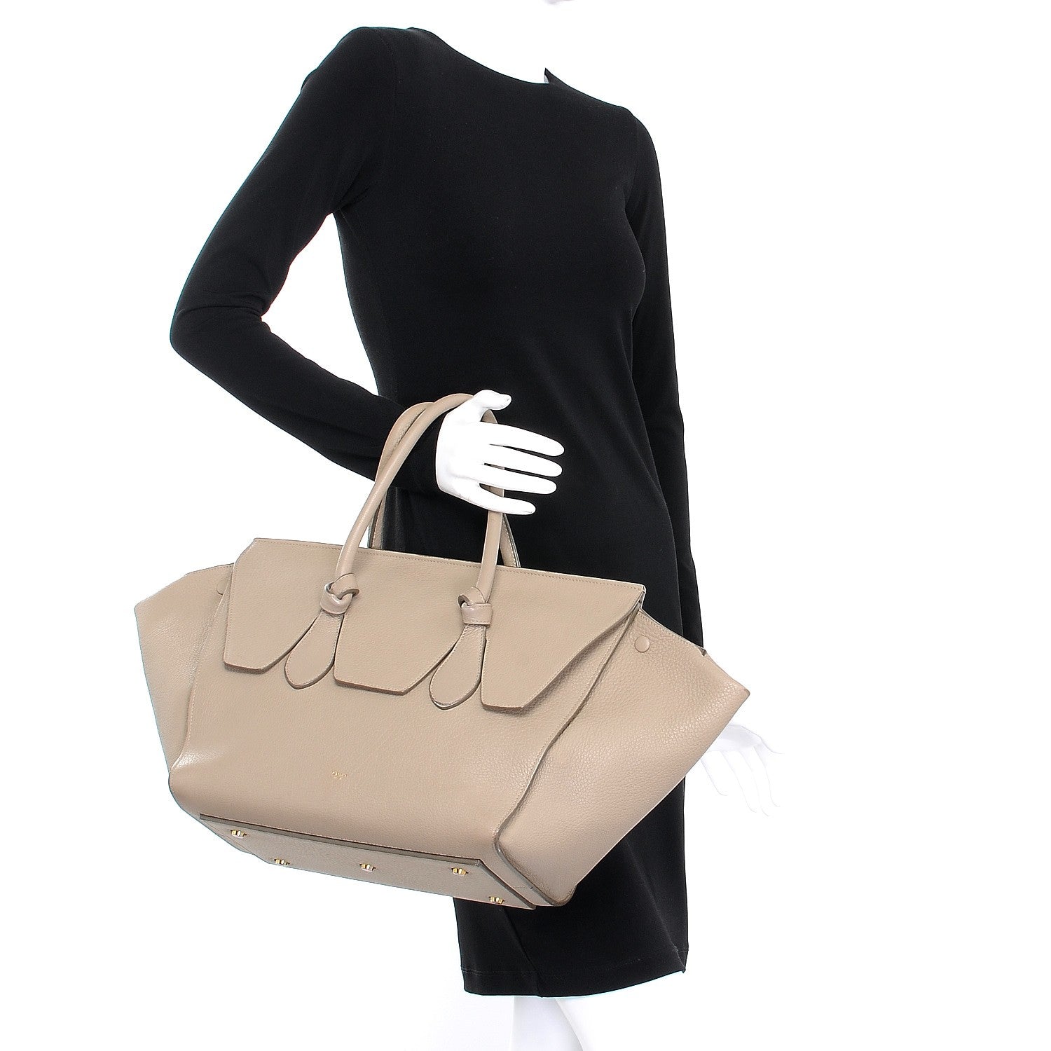 Celine Crisped Calfskin Small Tie Knot Tote Light Taupe 2 of 15