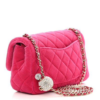 Chanel Velvet Quilted Mini Rectangular Pearl Crush Flap Fuchsia 3 of 9