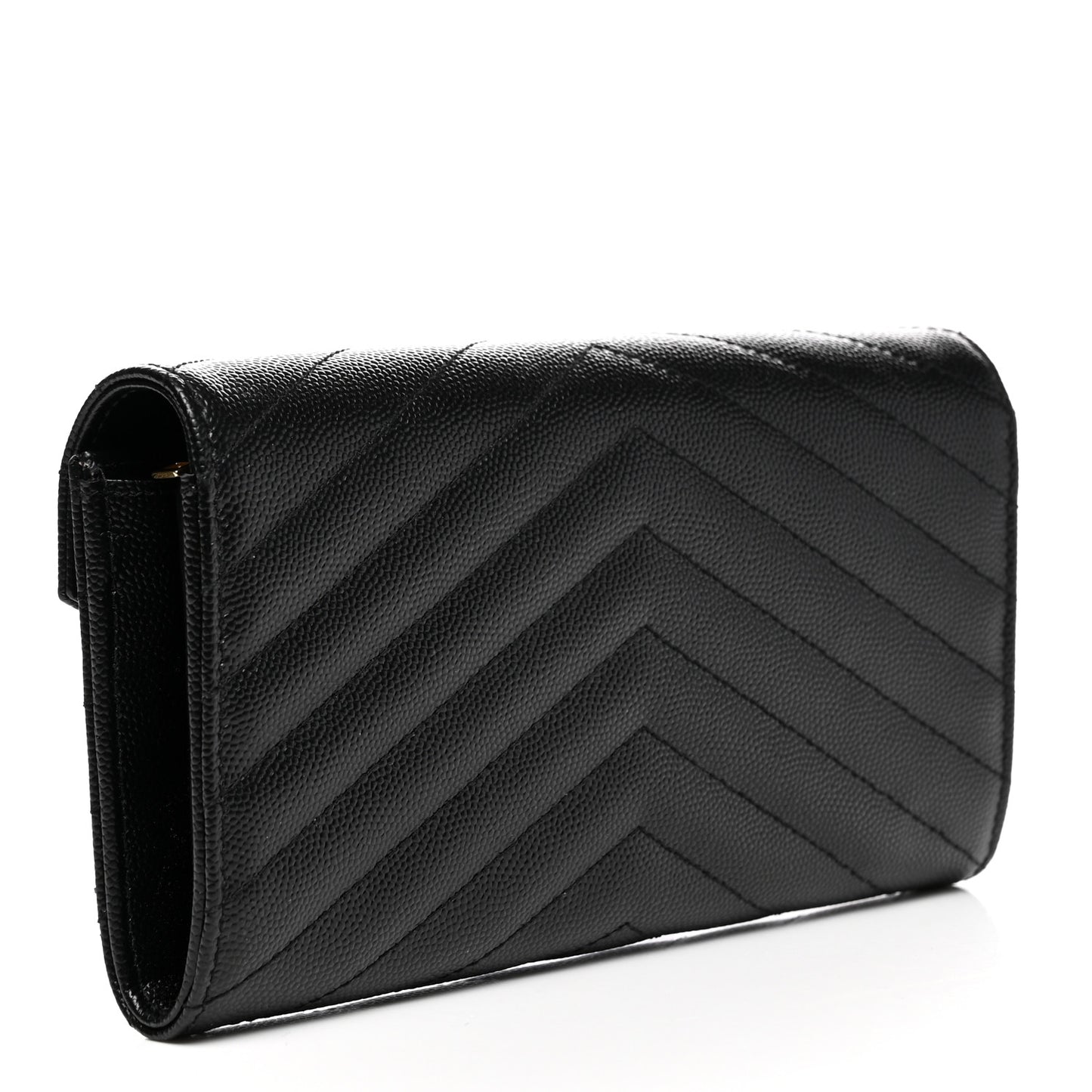 Grain De Poudre Matelasse Chevron Monogram Flap Wallet Black