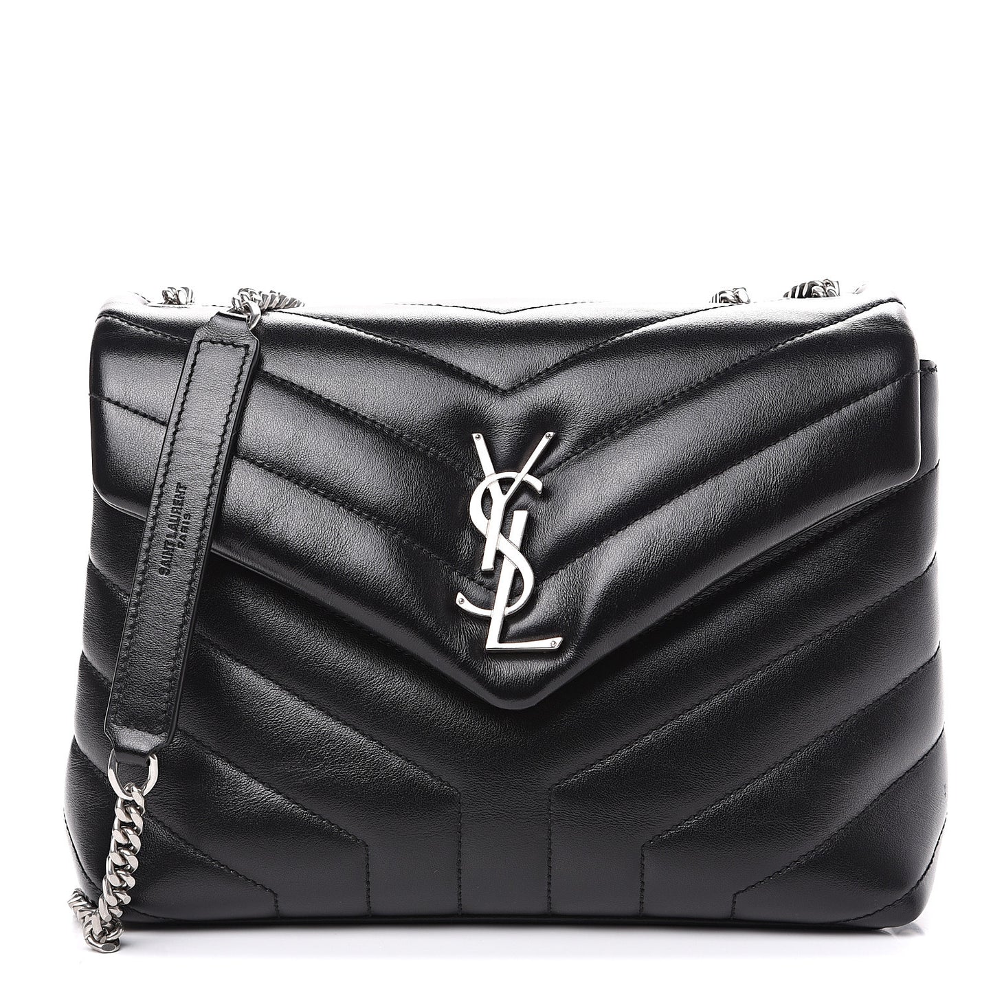 Calfskin Y Quilted Monogram Small Loulou Chain Satchel Black