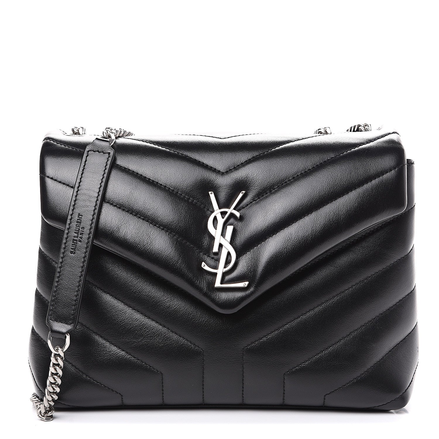 Saint Laurent Calfskin Y Quilted Monogram Small Loulou Chain Satchel Black 1 of 9