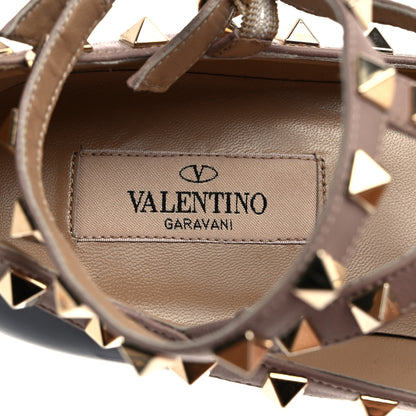 Valentino Garavani Patent Rockstud Cage Ballerina Flats 36.5 Black Poudre 6 of 9
