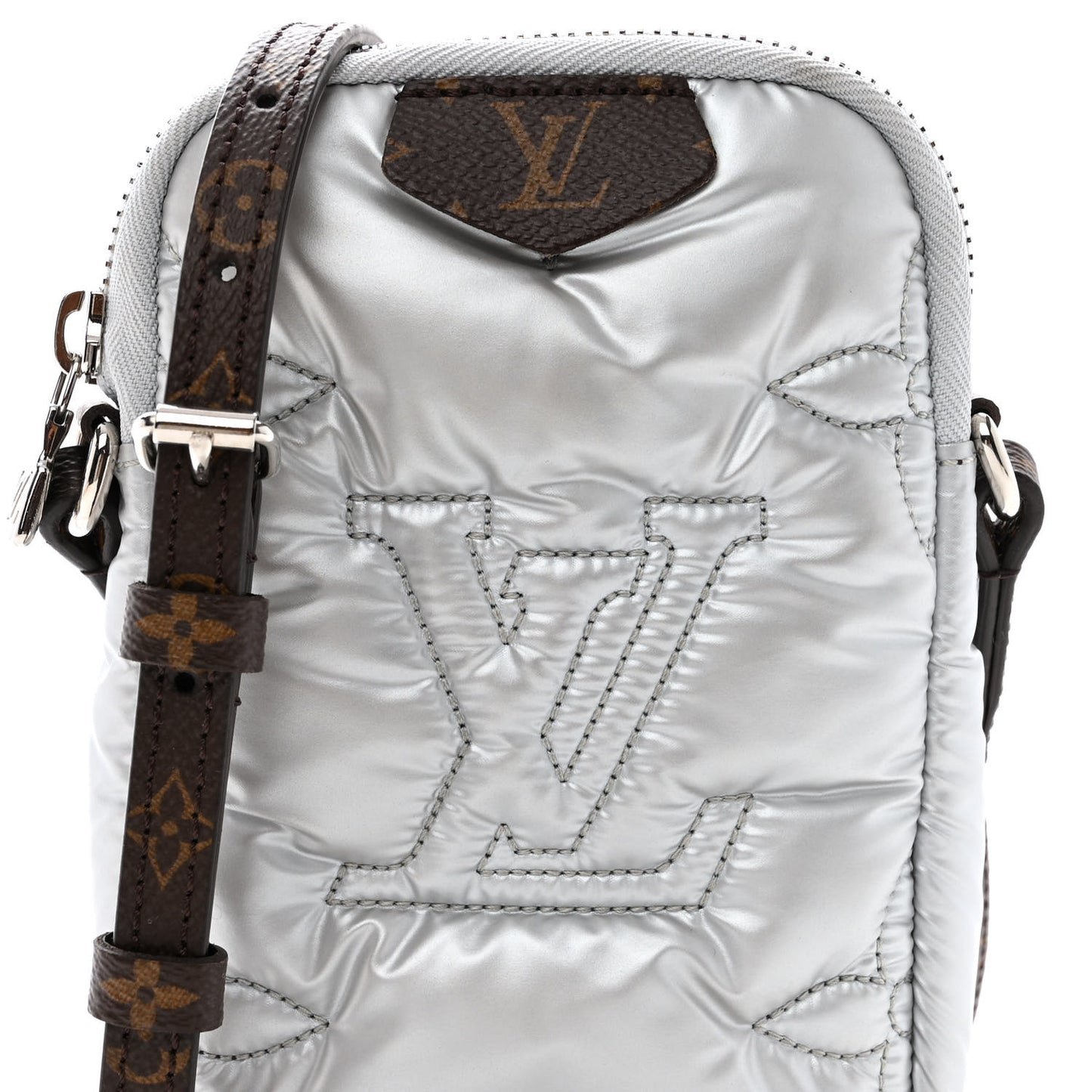 Econyl Monogram Pillow Phone Pouch Silver