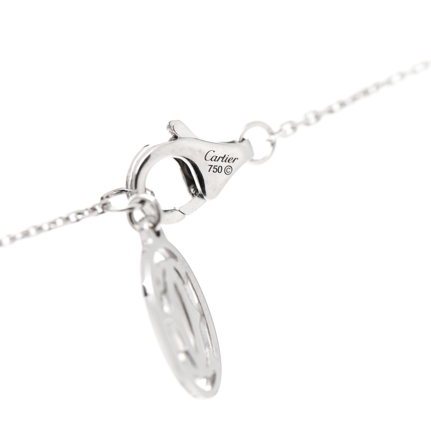 Cartier 18K White Gold Diamond Heart Paved Pendant Necklace 4 of 5