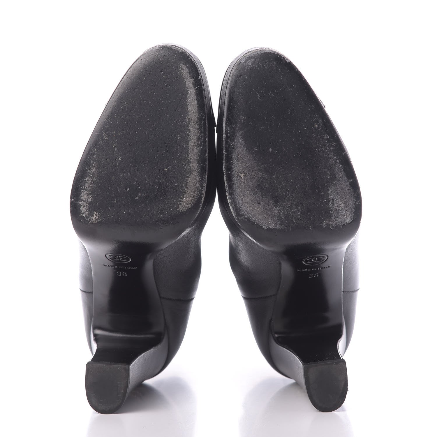 Chanel Lambskin Patent Cap Toe Pearl CC Ankle Boots 38 Black 7 of 13