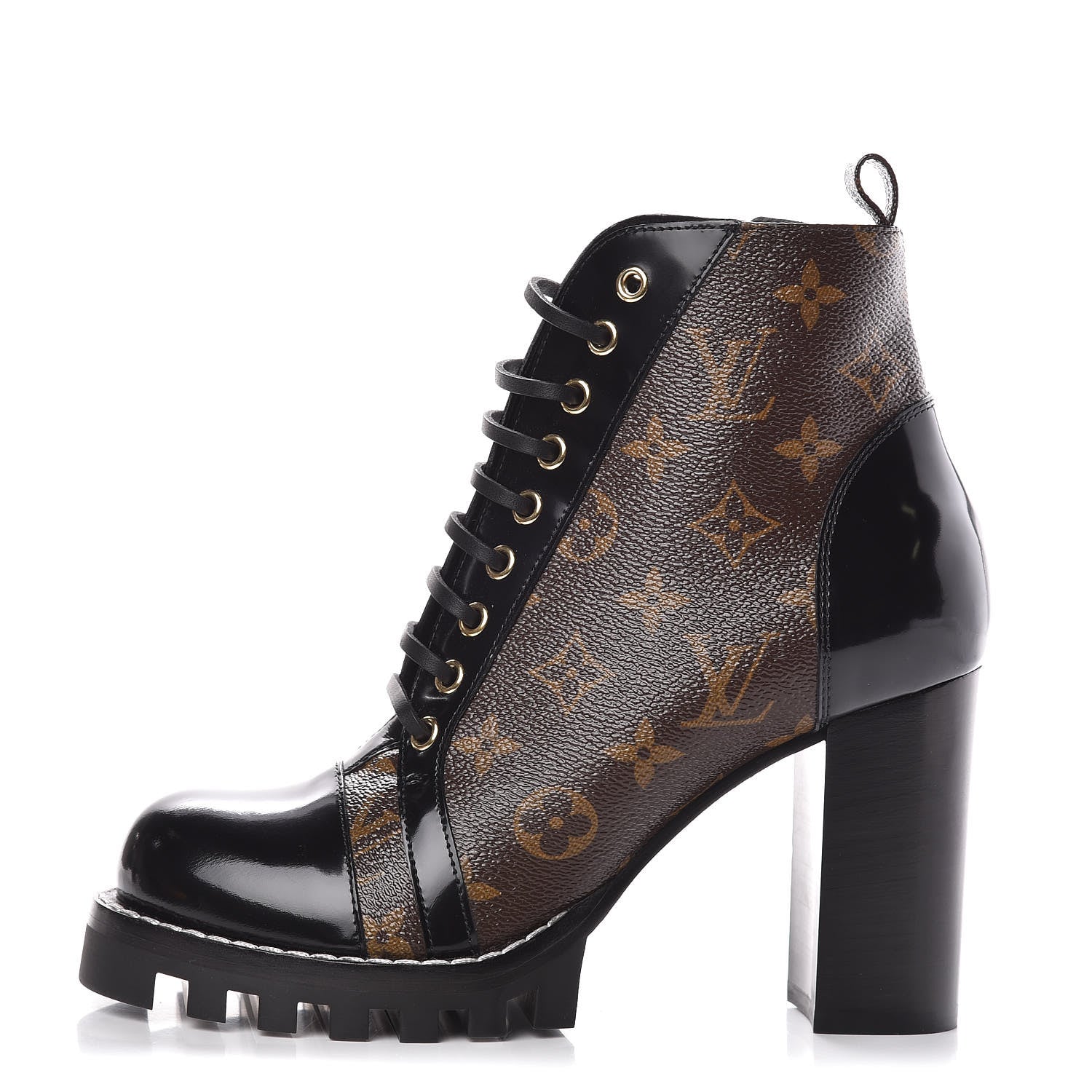 Louis Vuitton Patent Calfskin Monogram Star Trail Ankle Boots 39 Black 1 of 7