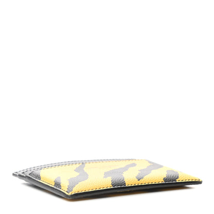 Saint Laurent Calfskin Zebra Print Credit Card Case Black Yellow 4 of 7