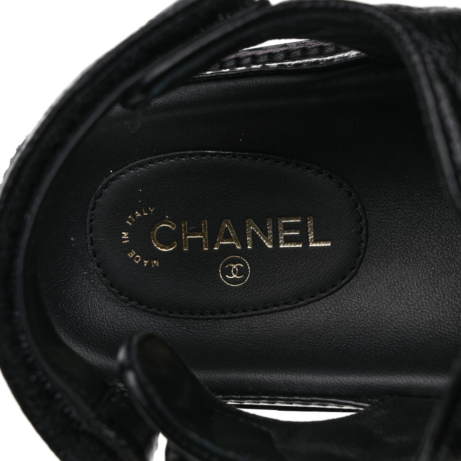 Chanel Grained Calfskin Velcro Dad Sandals 38 Black 7 of 9