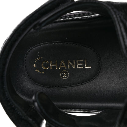 Chanel Grained Calfskin Velcro Dad Sandals 38 Black 7 of 9