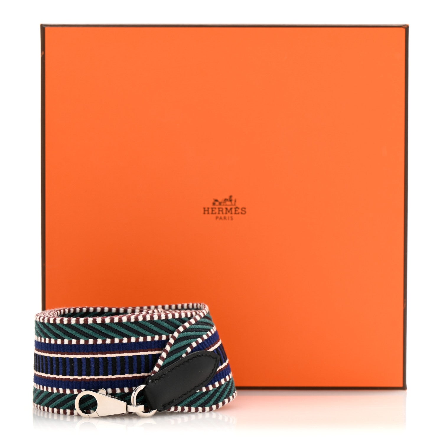 Hermes Toile Swift 50mm Sangle Cavale Shoulder Strap Malachite Bleu Electrique Black 7 of 7