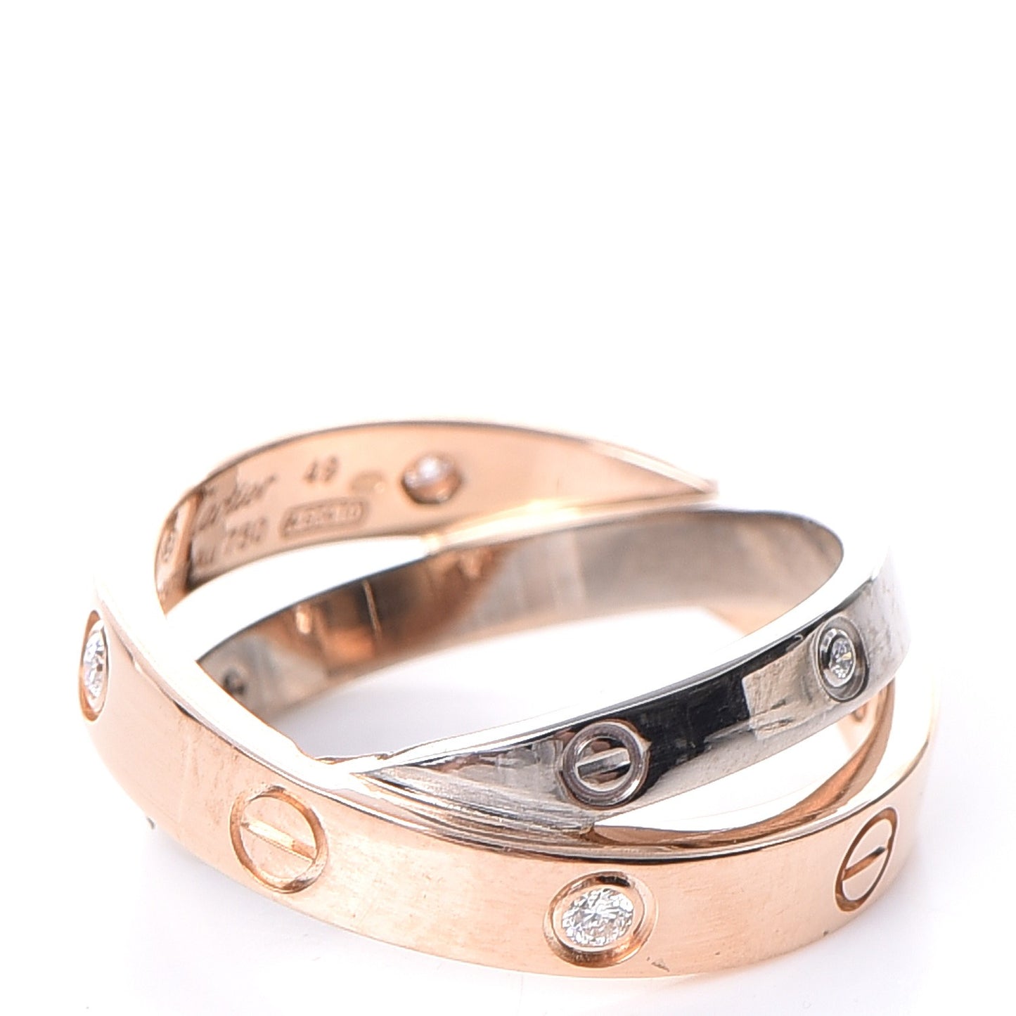 18K Pink White Gold 6 Diamonds LOVE Ring 49 4.75