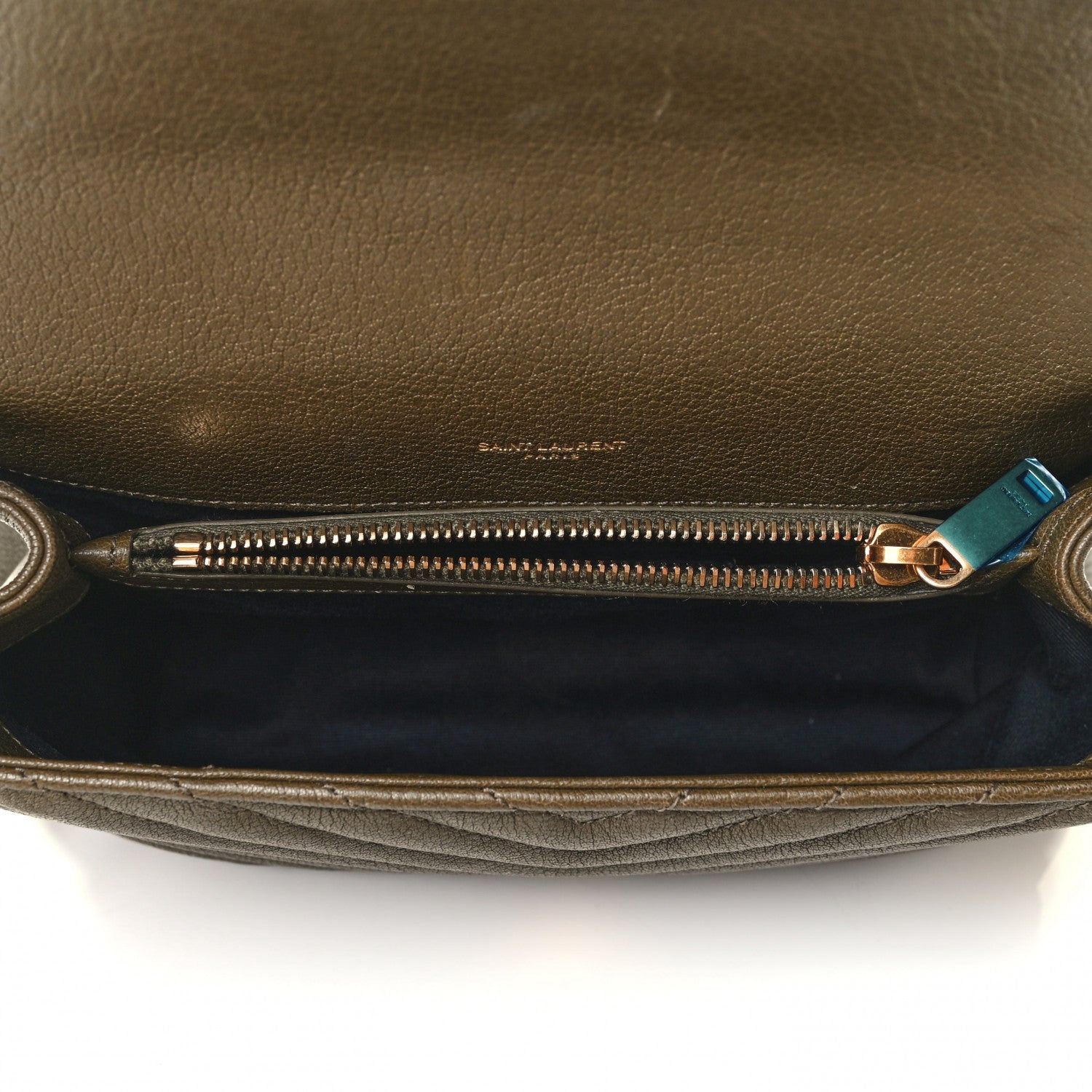 Saint Laurent Sheepskin Matelasse Chevron Monogram Medium College Bag Seaweed 4 of 4