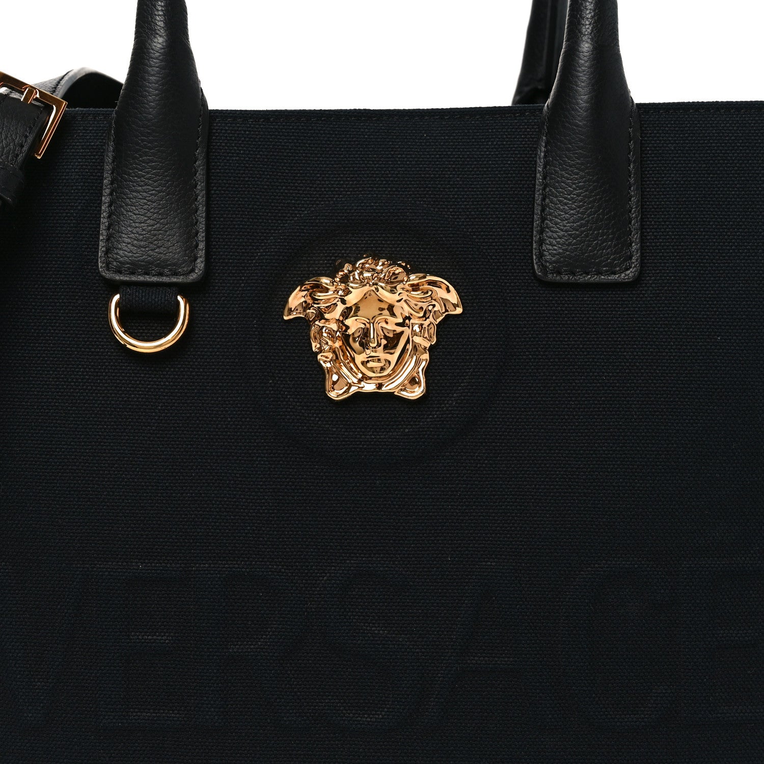 Versace Canvas Calfskin La Medusa Small Tote Tote Black 7 of 9