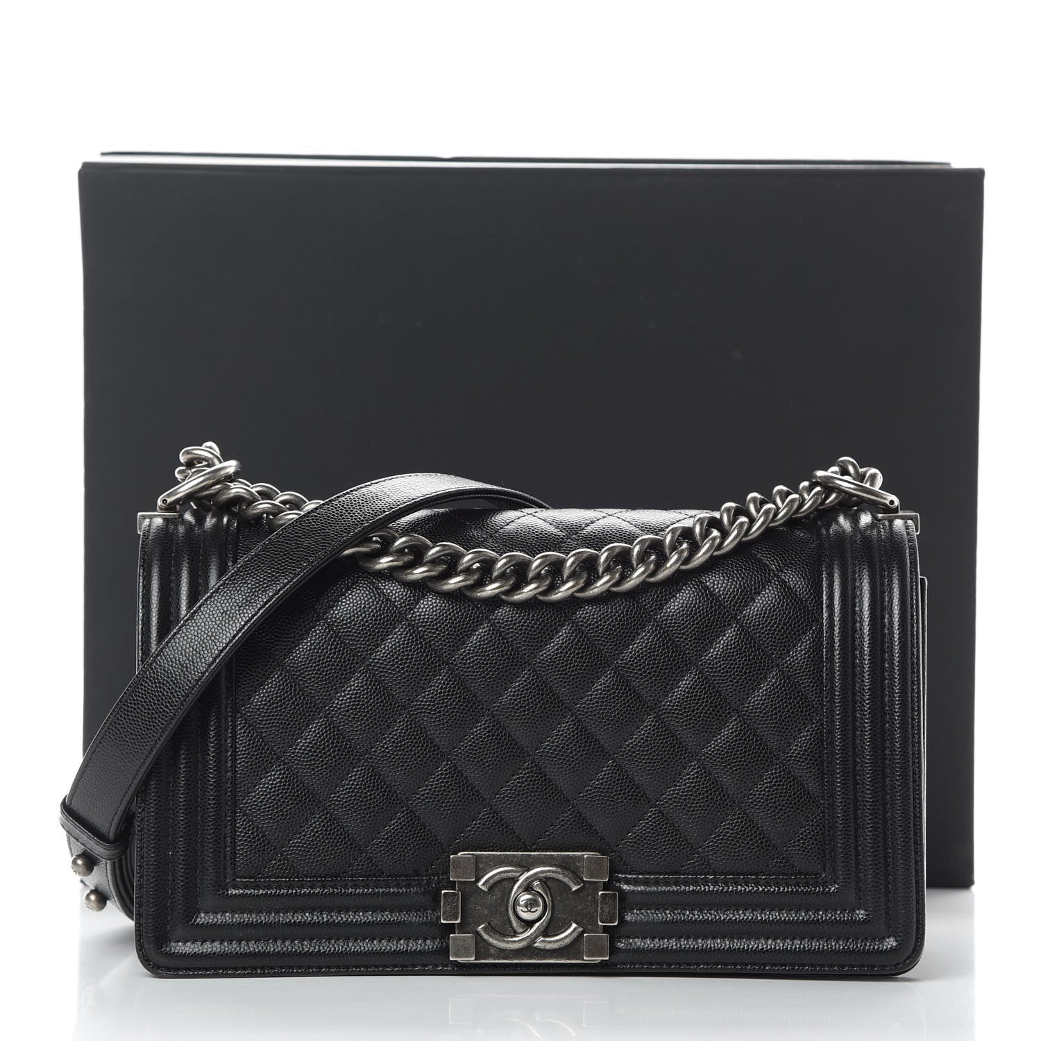 Chanel Caviar Quilted Medium Boy Flap Black 14 of 14