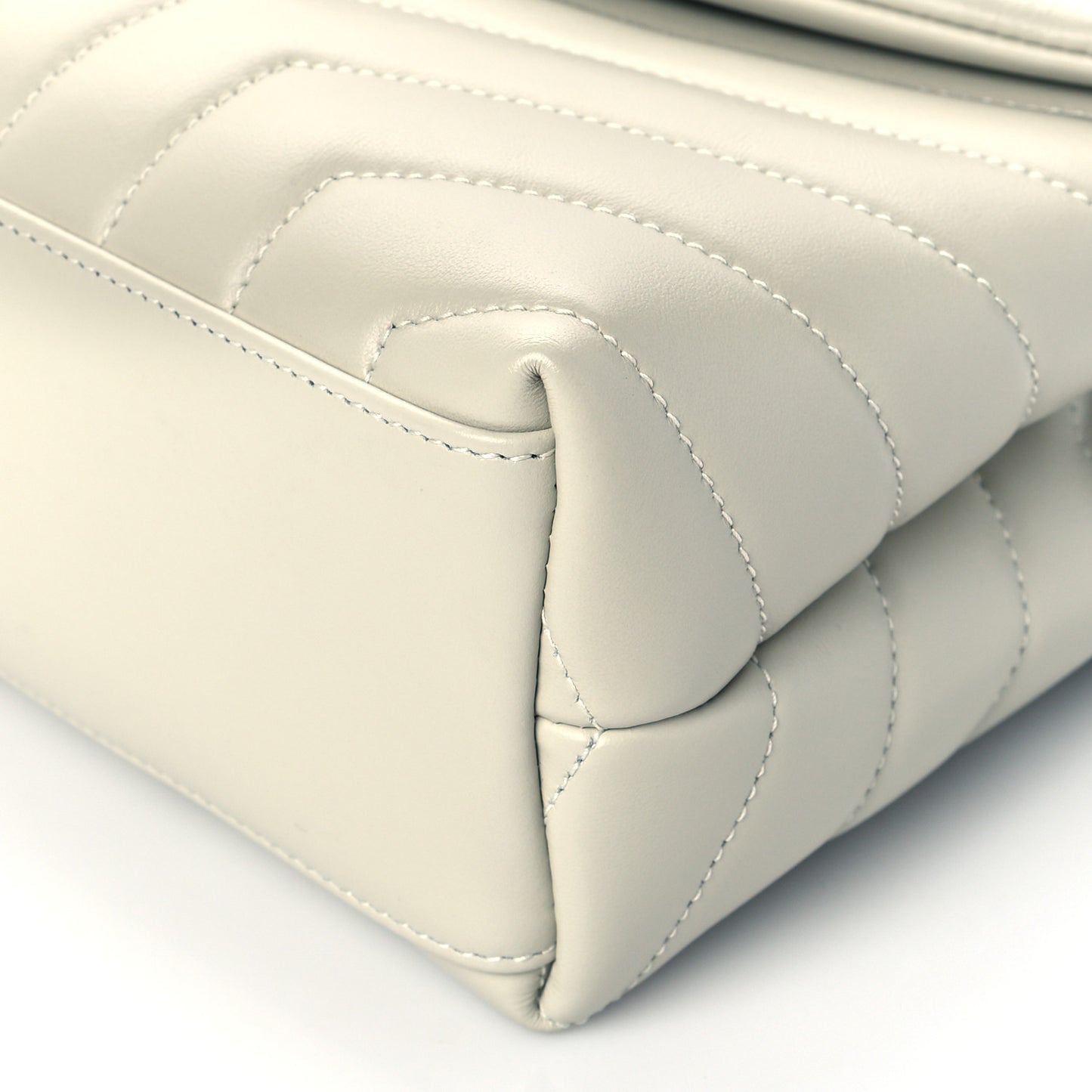 Calfskin Y Quilted Monogram Small Loulou Chain Satchel Crema Soft