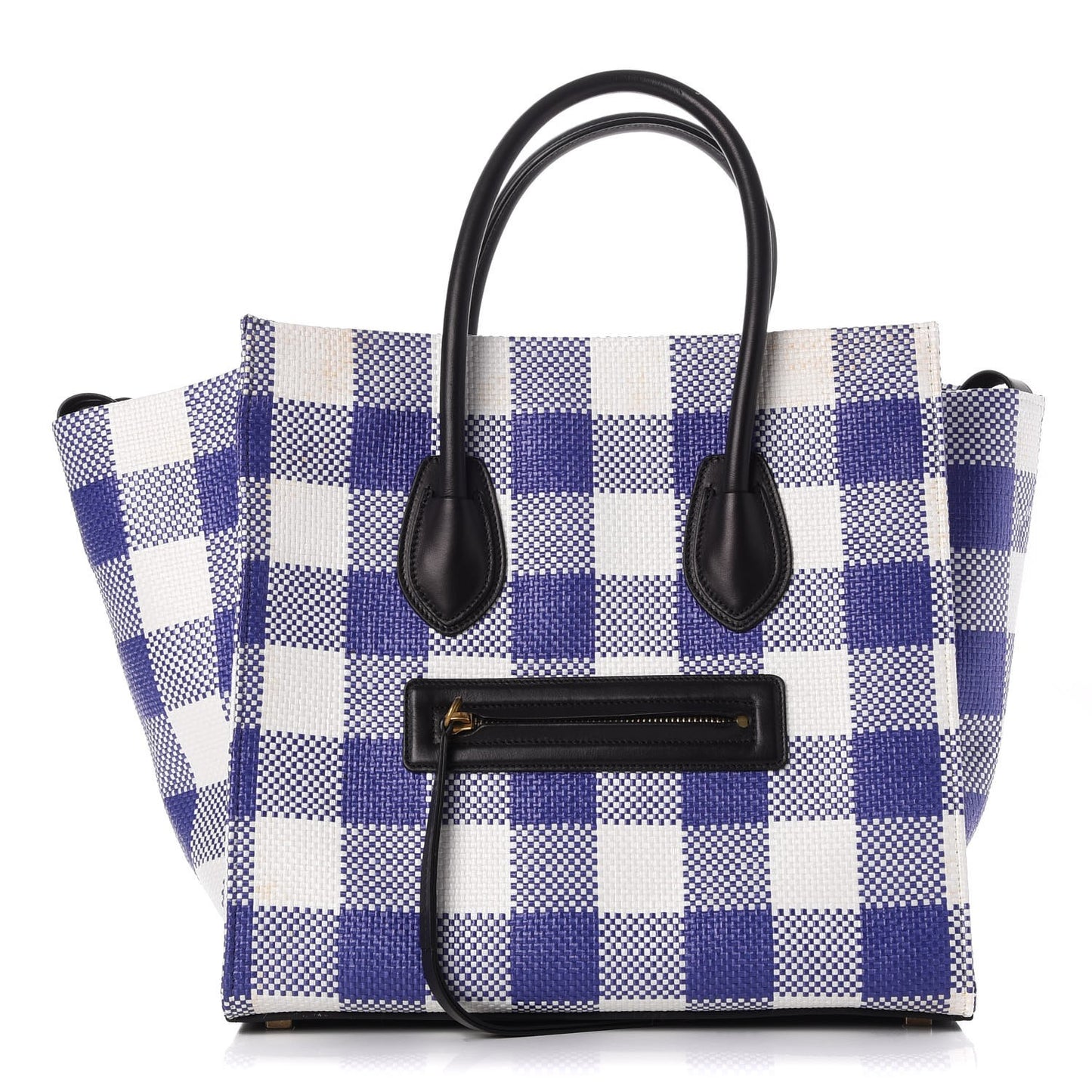 Gingham Woven Medium Phantom Luggage Cobalt
