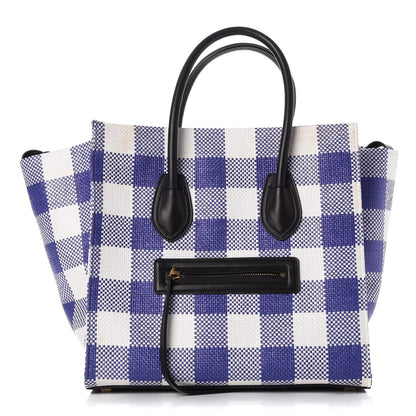 Celine Gingham Woven Medium Phantom Luggage Cobalt 1 of 10