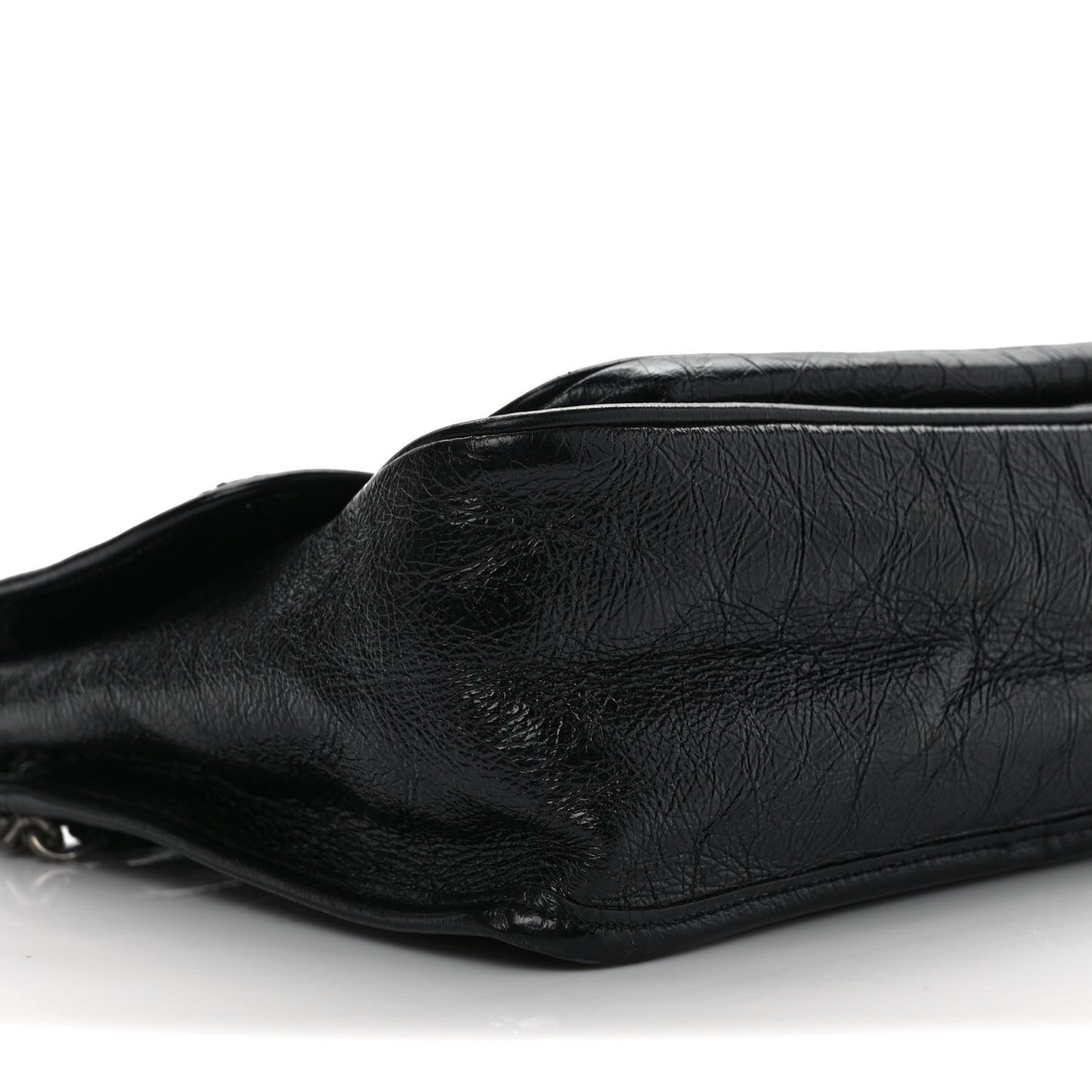 Crinkled Calfskin Matelasse Monogram Medium Niki Chain Satchel Black