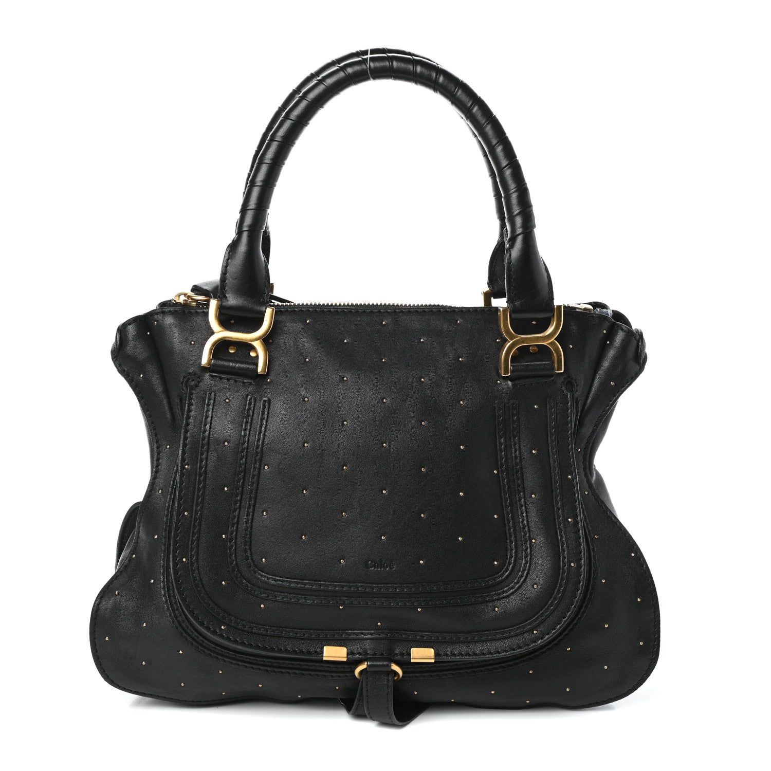 Chloe Calfskin Studded Medium Marcie Satchel Black 1 of 9