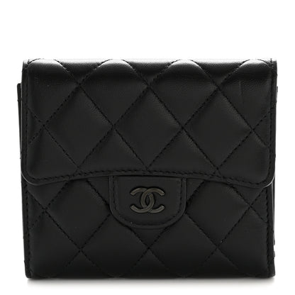 Chanel Lambskin Quilted Compact Flap Wallet So Black 1 of 9